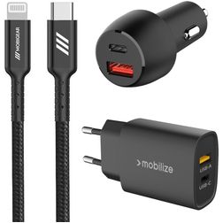 Mobigear Essentials Cargador + cargador de coche + cable Apple Lightning 1 m Power Delivery 48W - Negro
