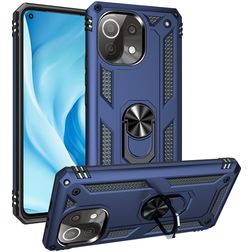 Mobigear Armor Ring Xiaomi Mi 11 Lite Hardcase Back cover Antiurto con anello - Blu