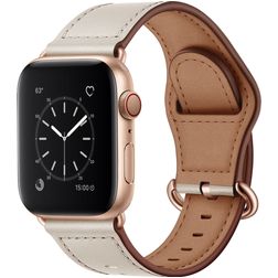 Mobigear Venezia Läder Apple Watch Armband Spänne - 49/46/45/44 mm - Beige