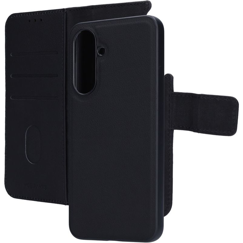 Mobiparts Samsung Galaxy A36 Cover Ægte læder Aftageligt 2-i-1-pungetui med Seddelrum - Sort