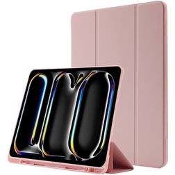 Mobigear Tri-Fold Gel iPad Pro 13 polegadas (2024) TPU / Pele sintética Capa livro + Suporte para caneta stylus - Rosa