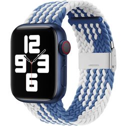 Mobigear Braided Nylon Apple Watch Armband Klämspänne - 49/46/45/44 mm - Vit / Blå
