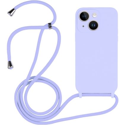 Mobigear Lanyard iPhone 15 Plus Silikon Etui ze smyczą - Fioletowy