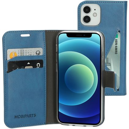 Mobiparts Classic Wallet iPhone 12 Mini Funda tipo libro Cartera - Steel Blue