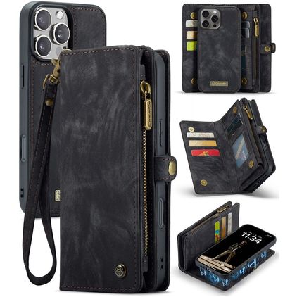 CaseMe 008 iPhone 16 Pro Max Case Detachable 2-in-1 Wallet Case Wallet - Black