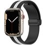 Mobigear Stripe Mag Silikon Apple Watch Armband Magnetlås - 49/46/45/44 mm - Svart / Vit