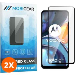 Mobigear Premium Motorola Moto G22 Glas Skærmbeskytter - Case Friendly - Sort (2-pak)