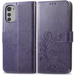 Mobigear Clover Motorola Moto E32 Capa livro Carteira - Roxo