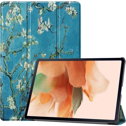 Mobigear Tri-Fold Samsung Galaxy Tab S7 FE Wallet case - Almond Blossoms