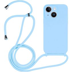 Mobigear Lanyard iPhone 14 Silikon Skal med rem - Babyblå