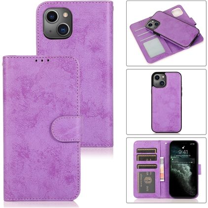 Mobigear Wallet iPhone 15 Plus Case Detachable 2-in-1 Wallet Case Wallet - Purple