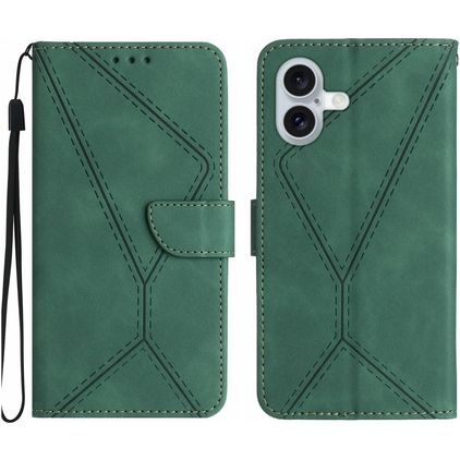 Mobigear Stitch iPhone 17 Lompakkokotelo + Setelitasku - Vihreä