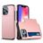Mobigear Card iPhone 14 Pro Max Hardcase Etui plecki Wstrząsoodporne z kieszenią na karty - Różowe złoto