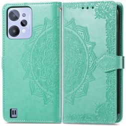Mobigear Mandala Realme C31 Lompakkokotelo + Setelitasku - Vihreä