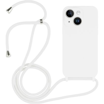 Mobigear Lanyard iPhone 15 Silicone Case with lanyard - White