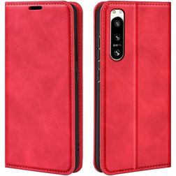 Mobigear Retro Slim Sony Xperia 5 IV Plånboksfodral med sedelfack - Röd