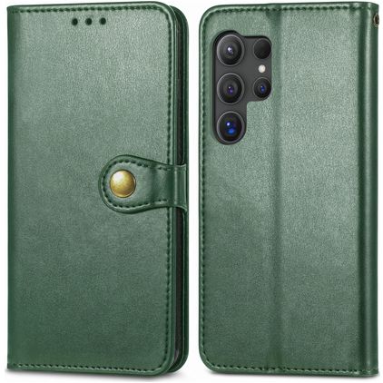 Mobigear Snap Button Samsung Galaxy S25 Ultra Cover a libro portafoglio - Verde