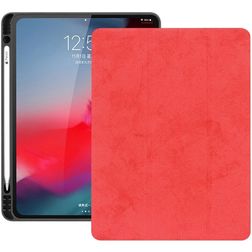 Mobigear Tri-Fold Gel iPad Pro 12,9 pulgadas (2018) TPU / Cuero sintético Funda tipo libro + Portalápices - Rojo