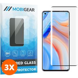 Mobigear Curved OPPO Reno 4 Pro 5G Tempered Glass Screen Protector - Case Friendly - Black (3-Pack)