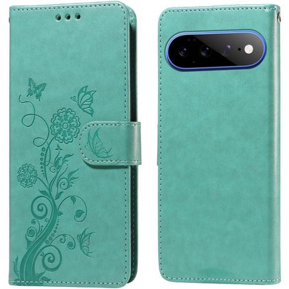 Mobigear Flowers Google Pixel 11 Pro XL Lompakkokotelo + Setelitasku - Vihreä