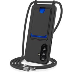 Mobigear Lanyard Card Samsung Galaxy A57 Silicone Case with lanyard and Card Holder - Black