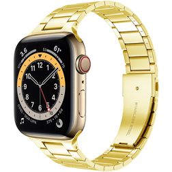 Mobigear Lissabon Ruostumaton teräs Apple Watch Ranneke Perhoslukko - 49/46/45/44 mm - Kulta