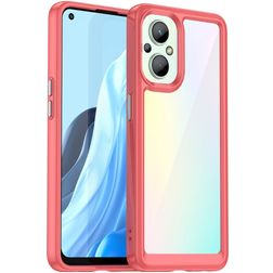 Mobigear Crystal OPPO Reno 7 Lite Hårdt Bagsidecover - Gennemsigtig / Rød