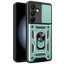 Mobigear Armor Ring Cam Slide Samsung Galaxy S24 FE Hard Case Back cover Shockproof with Ring Holder and Camera Slider - Green