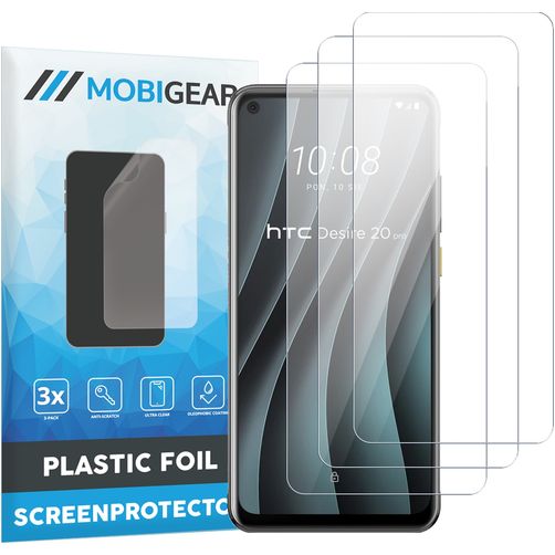 Mobigear HTC Desire 20 Pro Película de ecrã em plástico - Compatível com capas (Pack de 3)