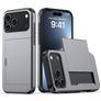 Mobigear Card iPhone 18 Pro Kova Suojakuori Iskunkestävä + Korttitasku - Harmaa