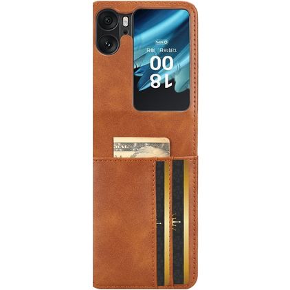 Mobigear Excellent Wallet OPPO Find N2 Flip Hardcase Etui plecki - Koniakowy