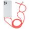 Mobigear Lanyard iPhone 12 Pro Max TPU flexível Capa com cordão - Transparente / Vermelho