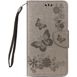 Mobigear Butterfly Samsung Galaxy A8 (2018) Funda tipo libro Cartera - Gris