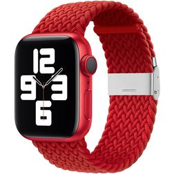 Mobigear Braided Nylon Apple Watch Armband Klämspänne - 49/46/45/44 mm - Röd