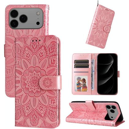 Mobigear Sunflower iPhone 18 Pro Max Funda tipo libro Cartera - Rosa