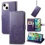 Mobigear Clover iPhone 15 Pungetui med Seddelrum - Lilla