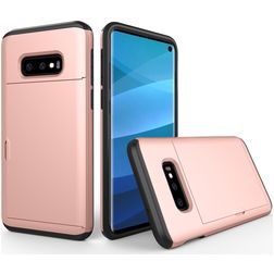 Mobigear Card Samsung Galaxy S10e Funda Plástico rígido Carcasa Antigolpes con tarjetero - Oro rosa