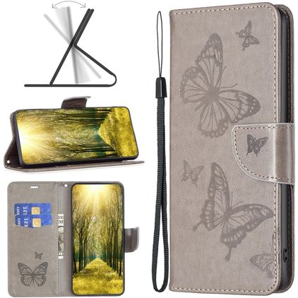 Mobigear Butterfly Nokia G21 Pungetui med Seddelrum - Grå