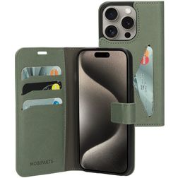 Mobiparts Classic Wallet iPhone 15 Pro Lompakkokotelo + Setelitasku - Stone Green