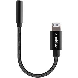 Mobilize Strong Nylon Apple Lightning til AUX 3 / 5 mm Kabel MFI 0,15 m - Sort