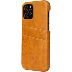 Fierre Shann Premium Card iPhone 12 Mini Back cover with Card Holder - Cognac