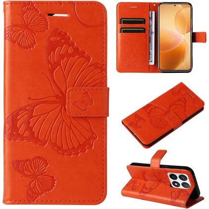 Mobigear Butterfly Xiaomi 14T Pro Plånboksfodral med sedelfack - Orange