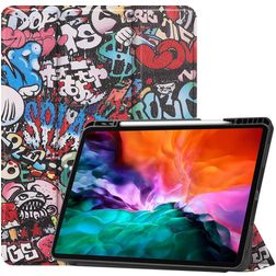 Mobigear Tri-Fold Gel iPad Pro 12,9 tommer (2022) TPU / Kunstlæder Pungetui + Stylus-holder - Graffiti