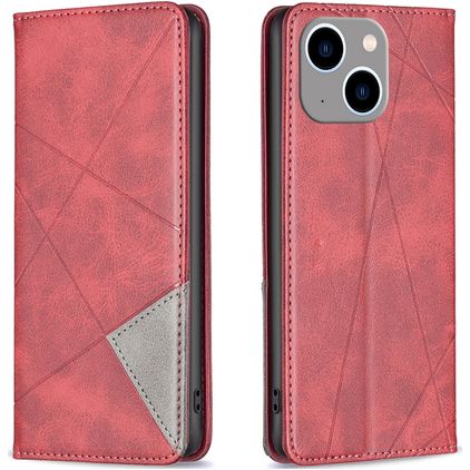 Mobigear Rhombus Slim iPhone 15 Plus Capa livro - Vermelho