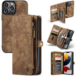 CaseMe 008 iPhone 13 Pro Case Detachable 2-in-1 Wallet Case Wallet - Brown