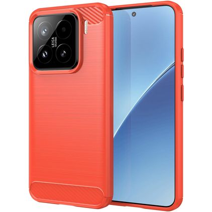 Mobigear Brushed Slim Xiaomi 15 Joustava TPU Suojakuori - Punainen
