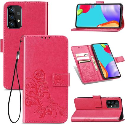 Mobigear Clover Samsung Galaxy A52 Pungetui med Seddelrum - Magenta