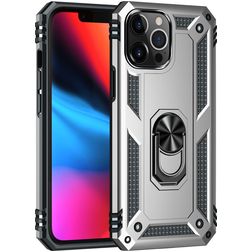 Mobigear Armor Ring iPhone 13 Pro Hårdt Bagsidecover Stødsikkert med ringholder - Sølv