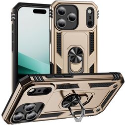 Mobigear Armor Ring iPhone 17 Pro Funda Plástico rígido Carcasa Antigolpes con anillo - Dorado