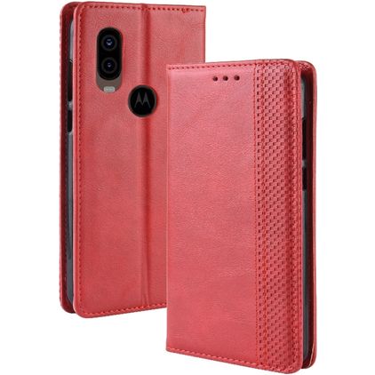Mobigear Sensation Motorola One Vision Funda tipo libro Cartera - Rojo